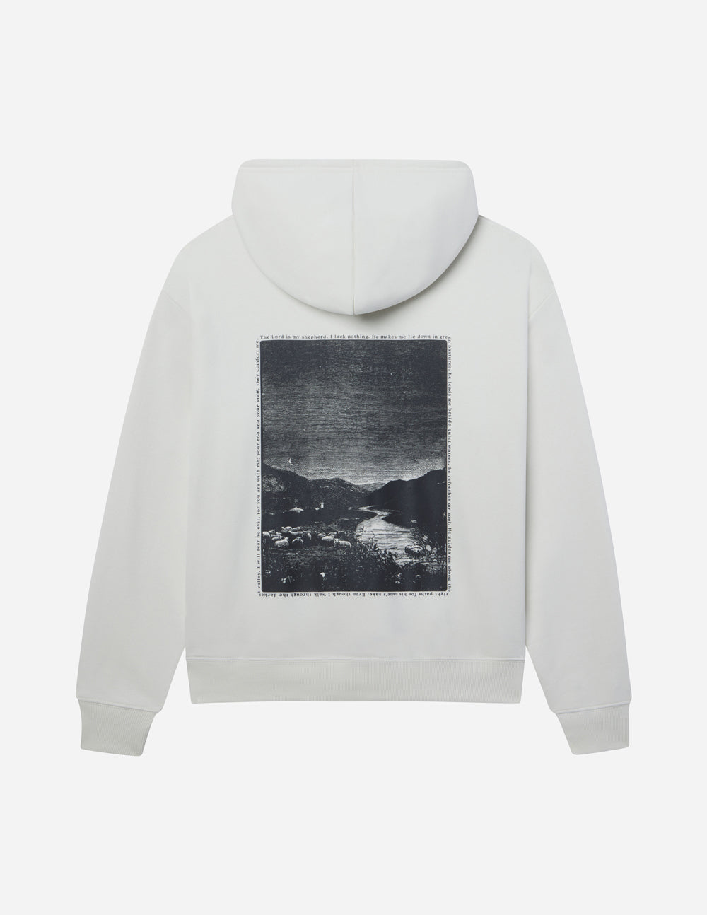 Elevated Faith Christian Hoodie in White with Mountain Graphic on the Back