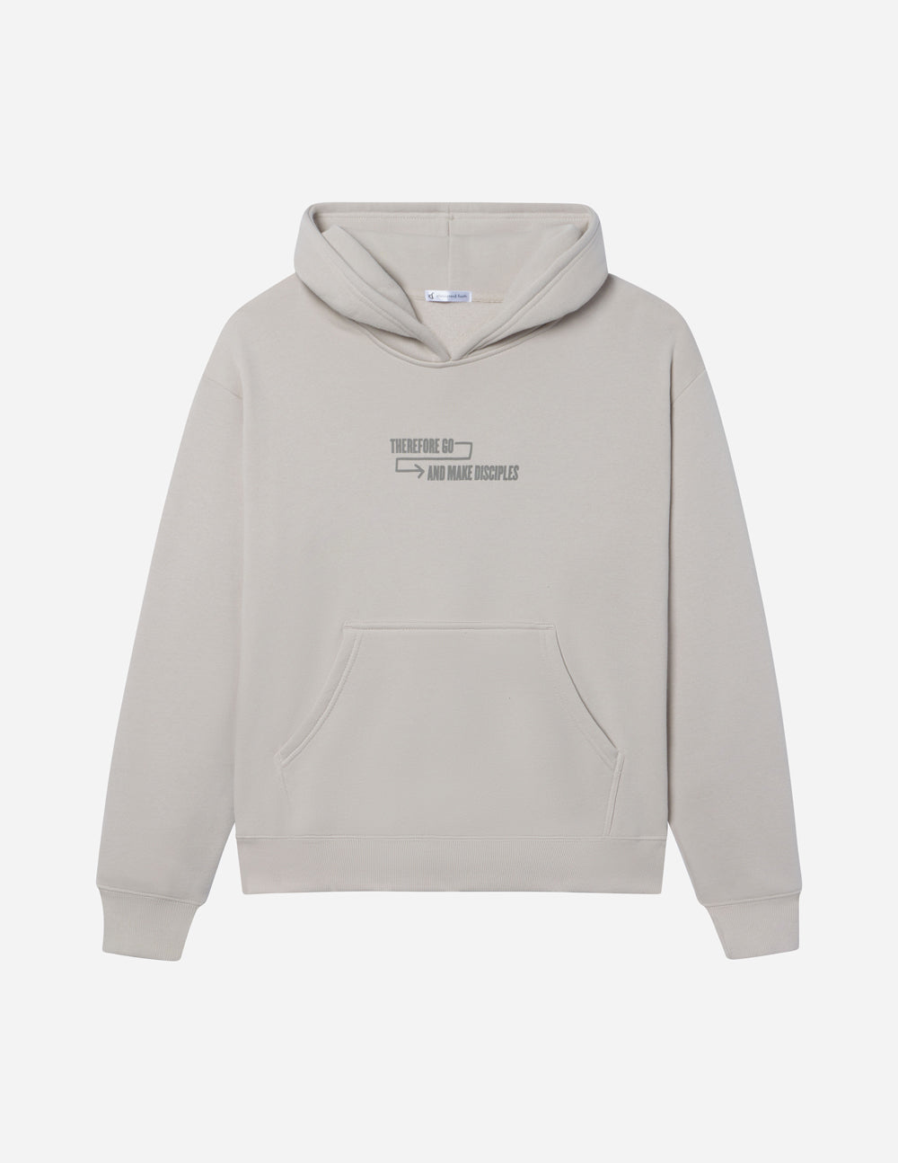 Elevated Faith Christian Hoodie in light gray featuring a front pocket and inspirational text for comfort and style