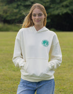 Elevated Faith Christian Hoodie in Cream with Front Pocket and Chest Graphic Design