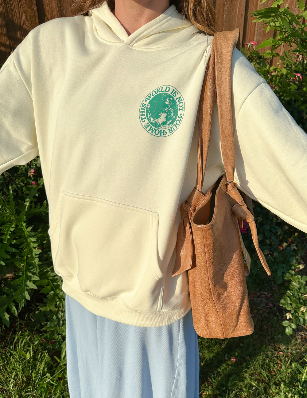 Elevated Faith Christian Hoodie in Cream with Front Pocket and Graphic Design