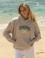 Elevated Faith Christian Hoodie in Beige with 'Transformed' Print and Butterfly Design