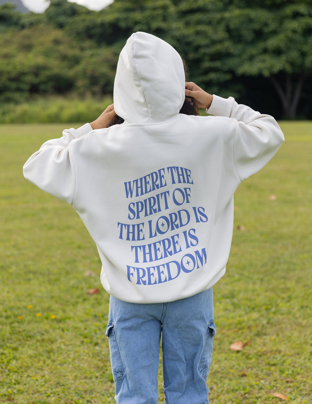 Elevated Faith Christian Hoodie in White with Inspirational Graphic on Back