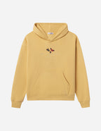 Elevated Faith Yellow Christian Hoodie with Front Pocket and Butterfly Embroidery