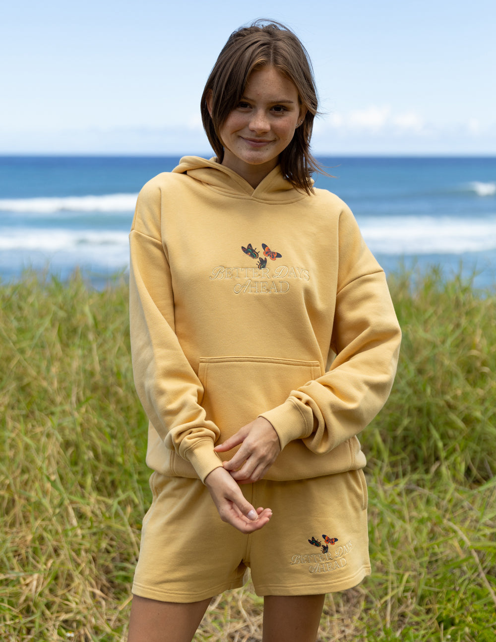 Elevated Faith Christian Hoodie in Soft Yellow with Embroidered Design for Comfortable Style