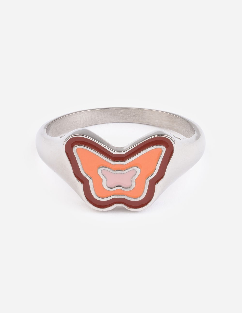 Elevated Faith Butterfly Ring in Silver and Orange with Christian Jewelry theme