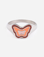 Elevated Faith Butterfly Ring in Silver and Orange with Christian Jewelry theme