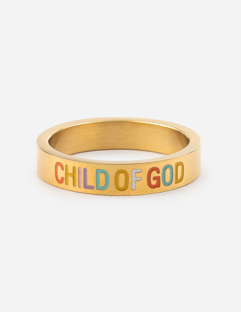 Elevated Faith Gold Ring with 'Child of God' Engraving, Ideal Christian Jewelry for Daily Inspiration