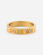Elevated Faith Gold Ring with 'Child of God' Engraving, Ideal Christian Jewelry for Daily Inspiration