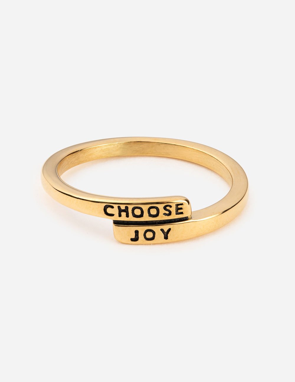 Gold Adjustable Ring with 'Choose Joy' Inscription in Christian Jewelry Style