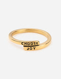 Gold Adjustable Ring with 'Choose Joy' Inscription in Christian Jewelry Style
