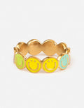 Gold tone smiley face ring with colorful accents for Christian Jewelry enthusiasts
