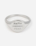 Elevated Faith Faith Fear Ring in Silver, a unique Christian Jewelry piece for daily inspiration