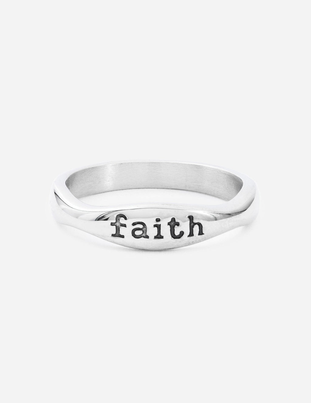 Elevated Faith Ring featuring the word faith, perfect for Christian Jewelry enthusiasts
