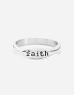 Elevated Faith Ring featuring the word faith, perfect for Christian Jewelry enthusiasts