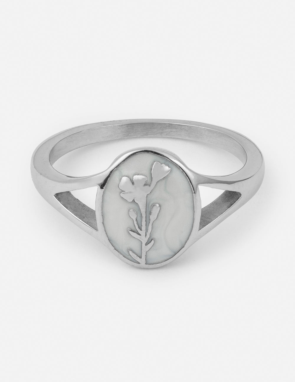 Elevated Faith Christian Jewelry Ring with Elegant Floral Design on a Silver Band