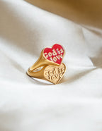 Elevated Faith Heart Ring with 'God is Love' Design in Gold - Unique Christian Jewelry
