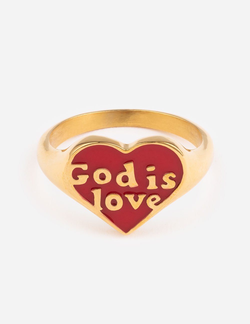Elevated Faith Gold Heart Ring featuring 'God is Love' for Christian Jewelry enthusiasts