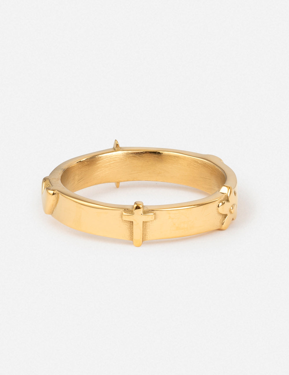 Gold Elevated Faith Ring with Small Cross Design, a piece of Christian Jewelry