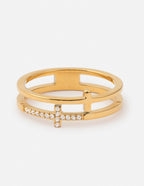 Gold Elevated Faith Ring with Cross Design and Sparkling Stones for Christian Jewelry