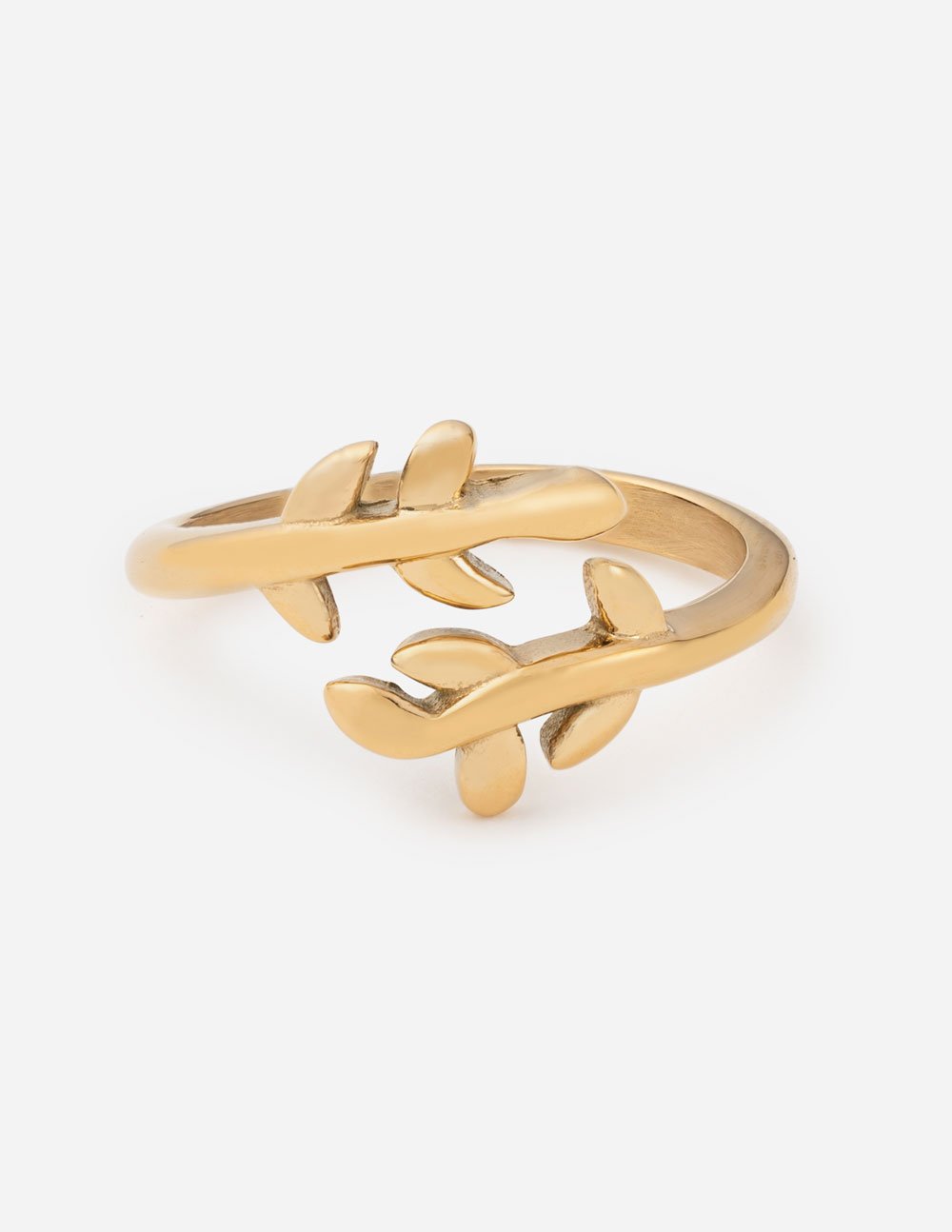 Gold Adjustable Ring with Leaf Design from Elevated Faith, a piece of Christian Jewelry