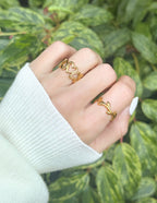 Elevated Faith Gold Rings Set on Hand, Stylish Christian Jewelry for Everyday Wear