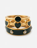 Elevated Faith Christian Jewelry Stackable Heart Rings in Gold and Black for Faith-Inspired Style