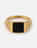 Elevated Faith Gold Ring with Black Stone, a stylish piece of Christian Jewelry for everyday wear