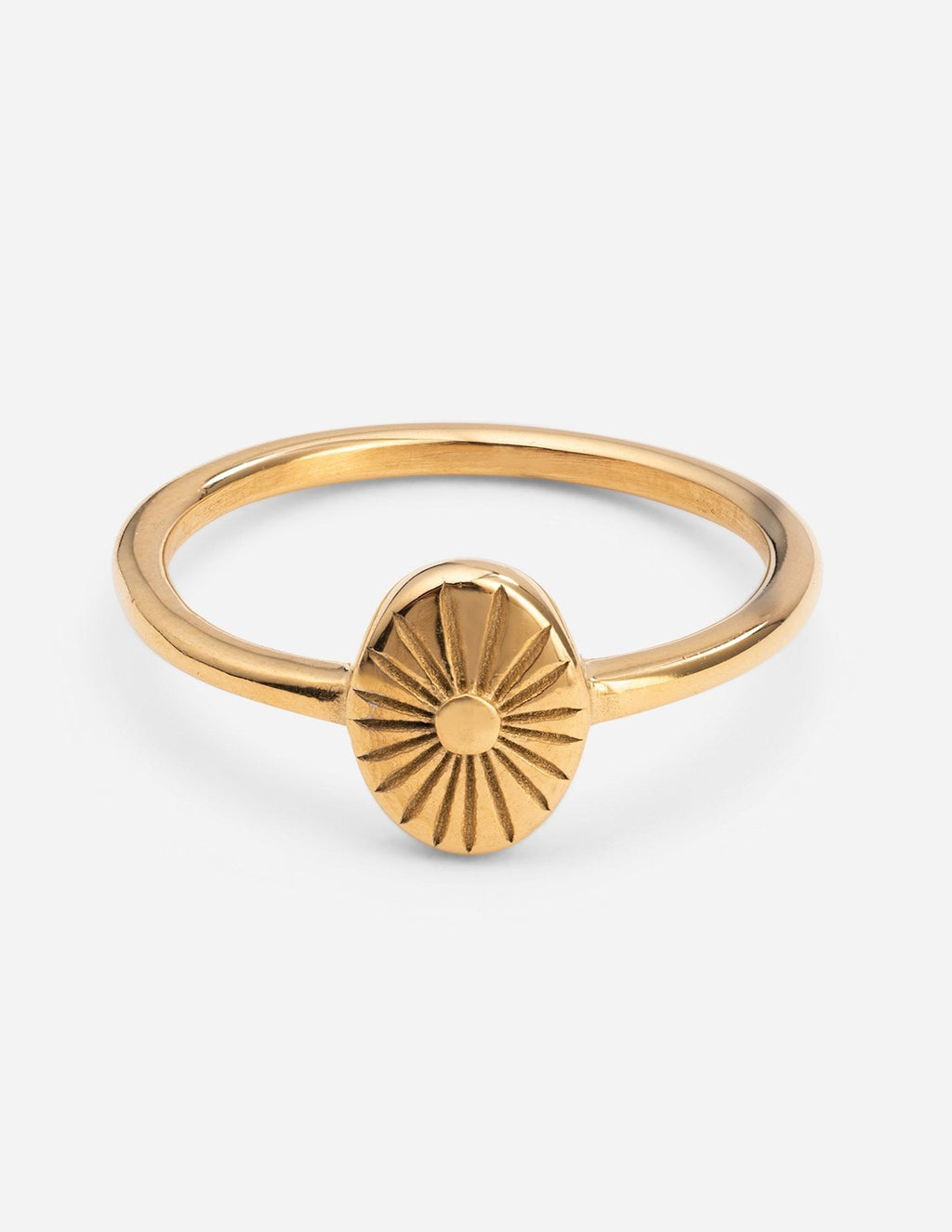 Gold ring with sunburst design from Elevated Faith, perfect for Christian Jewelry lovers