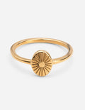 Gold ring with sunburst design from Elevated Faith, perfect for Christian Jewelry lovers