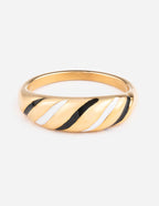 Elevated Faith Christian Jewelry Gold Ring with Black and White Twisted Design