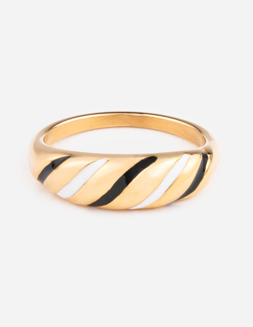 Elevated Faith Christian Jewelry Gold Ring with Black and White Twisted Design