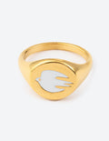 Elevated Faith Gold Ring featuring a White Dove Design for Christian Jewelry Enthusiasts