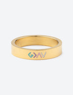 Elevated Faith Gold Ring featuring Christian Jewelry design with colorful emblem