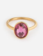 Elevated Faith Gold Ring with Pink Gemstone, perfect for elegant Christian Jewelry