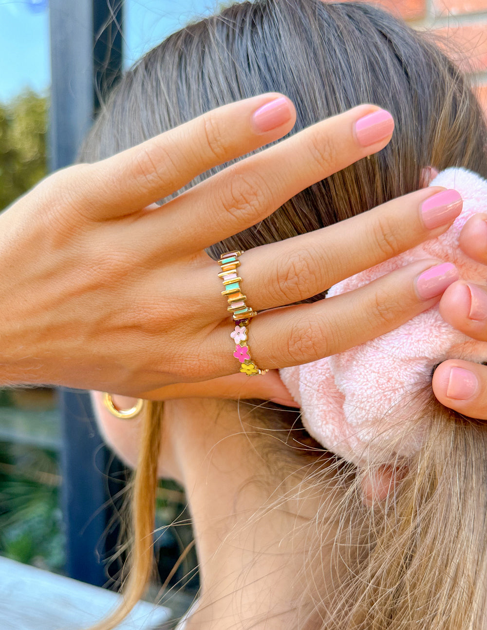 Elevated Faith Colorful Stackable Ring Set in Gold, Ideal Christian Jewelry for Daily Wear