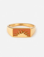 Elevated Faith Christian Jewelry Gold Ring with Sun Design in Orange for Personal Expression