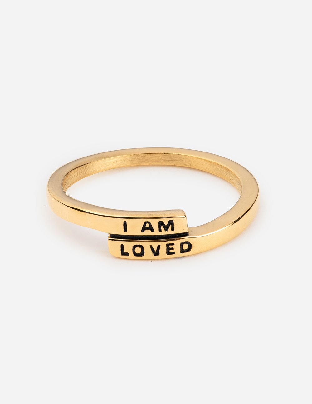 Elevated Faith Gold Ring with 'I AM LOVED' Inscription, a Unique Piece of Christian Jewelry