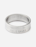 Elevated Faith Jesus Saves Ring in Silver, a stylish piece of Christian Jewelry for daily wear