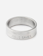 Elevated Faith Jesus Saves Ring in Silver, a stylish piece of Christian Jewelry for daily wear
