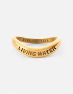 Gold Elevated Faith Ring engraved with Eternal Life and Living Water, perfect Christian Jewelry