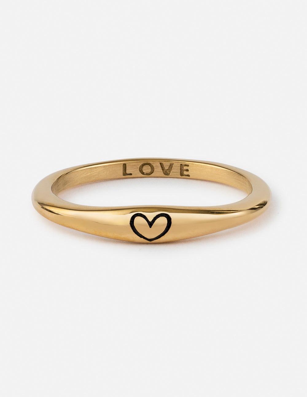 Elevated Faith Gold Ring with Heart Design and Love Engraving, perfect Christian Jewelry