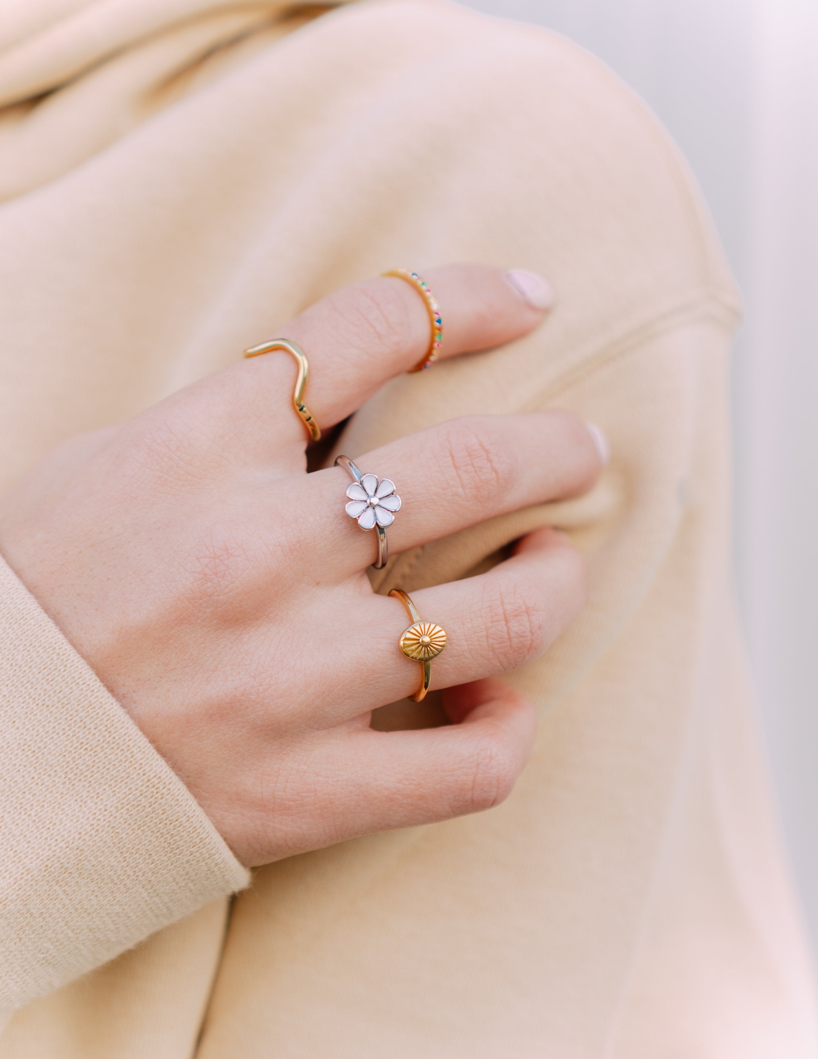 Elegant Elevated Faith Ring Set featuring Christian Jewelry with floral and modern designs