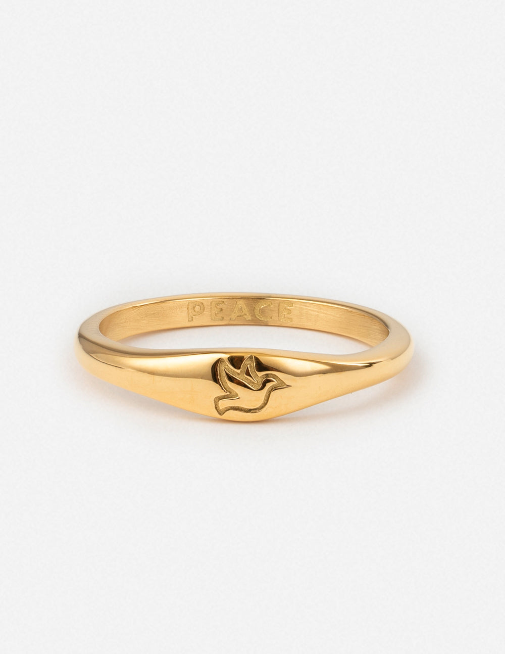 Gold Peace Dove Ring from Elevated Faith, a beautiful piece of Christian Jewelry for everyday wear