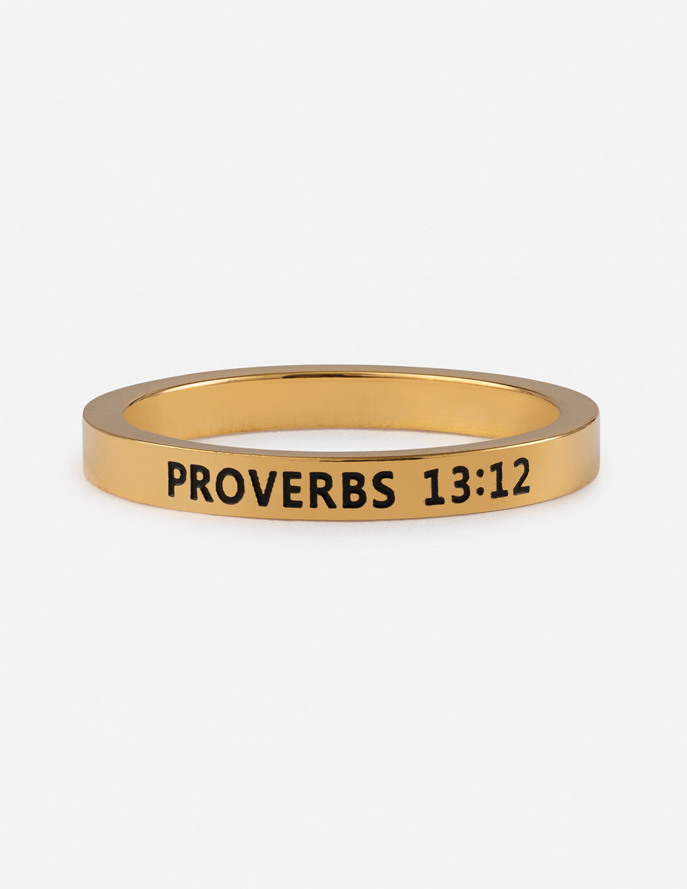 Elevated Faith Gold Ring Engraved with Proverbs 13:12, Perfect Christian Jewelry for Daily Inspiration