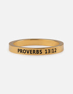 Elevated Faith Gold Ring Engraved with Proverbs 13:12, Perfect Christian Jewelry for Daily Inspiration