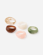 Set of five Elevated Faith rings in various colors perfect for Christian jewelry enthusiasts