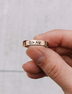 Elevated Faith Christian Jewelry Ring with engraved G>AV design in a stylish gold finish