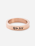 Elevated Faith Ring in Rose Gold with Inspirational G>A>V Engraving, Ideal Christian Jewelry