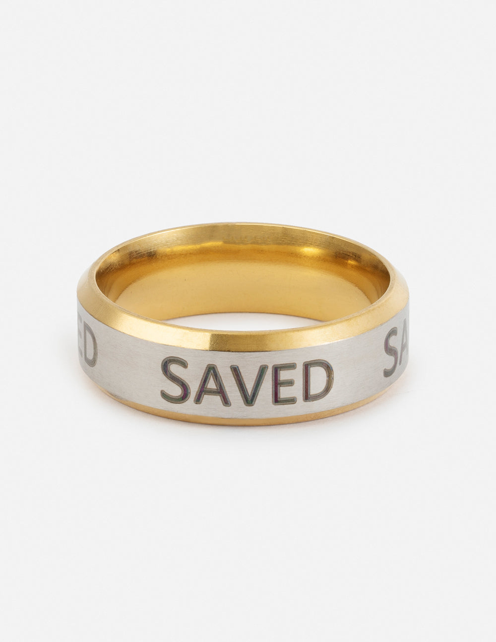 Elevated Faith Christian Jewelry Ring with 'SAVED' Engraved for Faith-Inspired Accessories