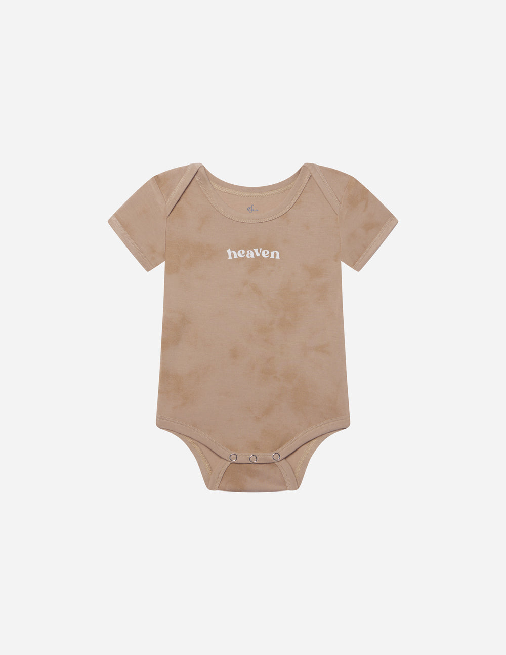 Elevated Faith Brown Onesie for Infants with 'heaven' Text in Christian Kids Apparel Style